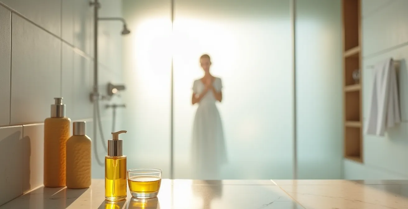 Application d'huile sur peau humide pour effet satiné optimal