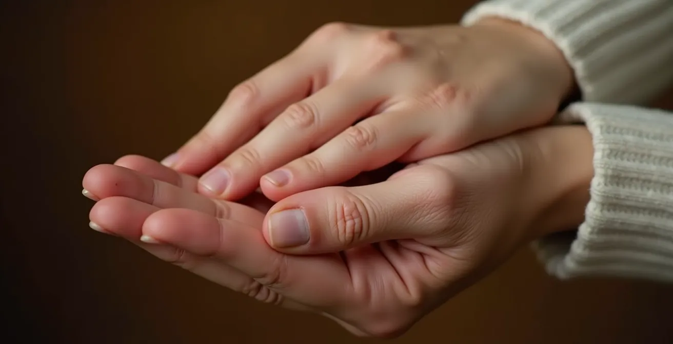 Mains entrelacées montrant des signaux de communication tactile entre partenaires