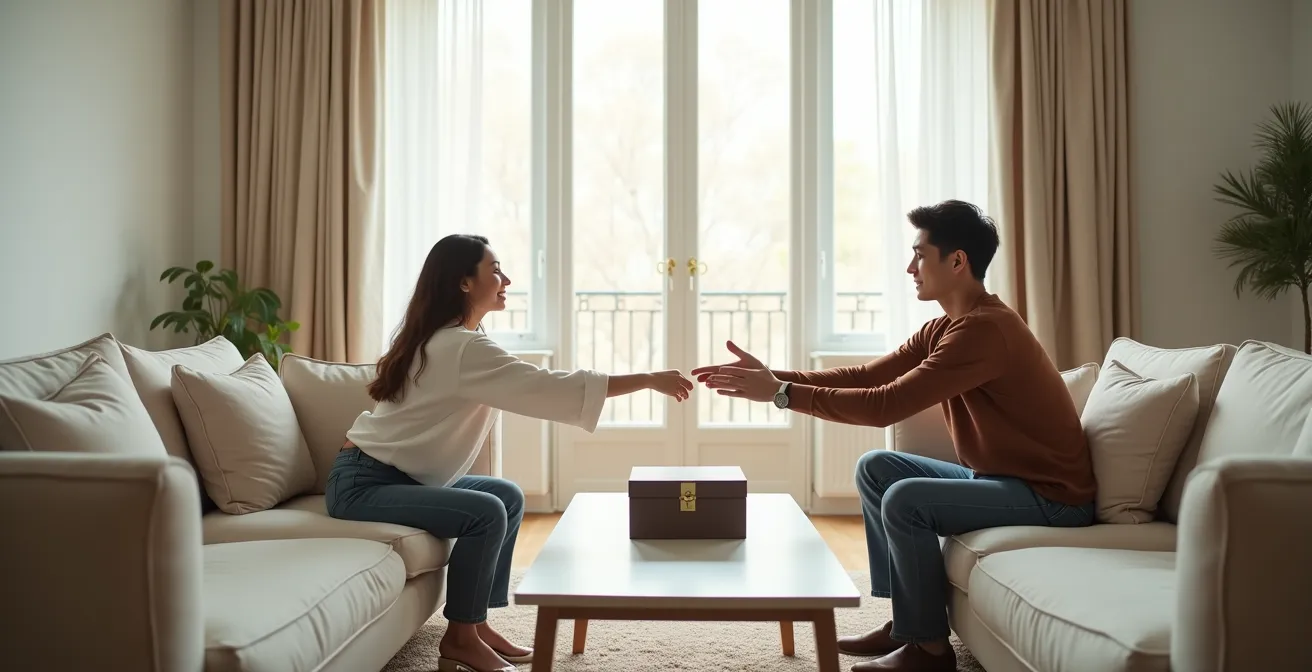 Couple dans un moment de tendresse et reconnexion après une pause