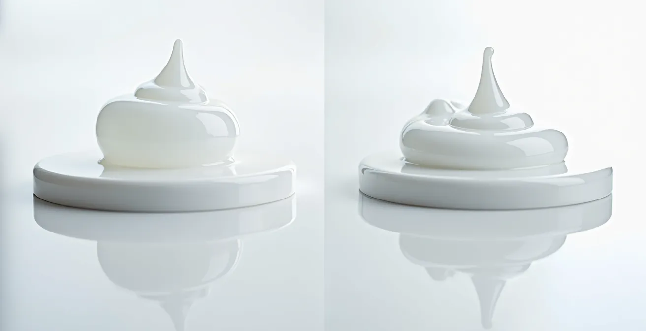 Comparaison visuelle macro des textures de lubrifiants épais et liquides