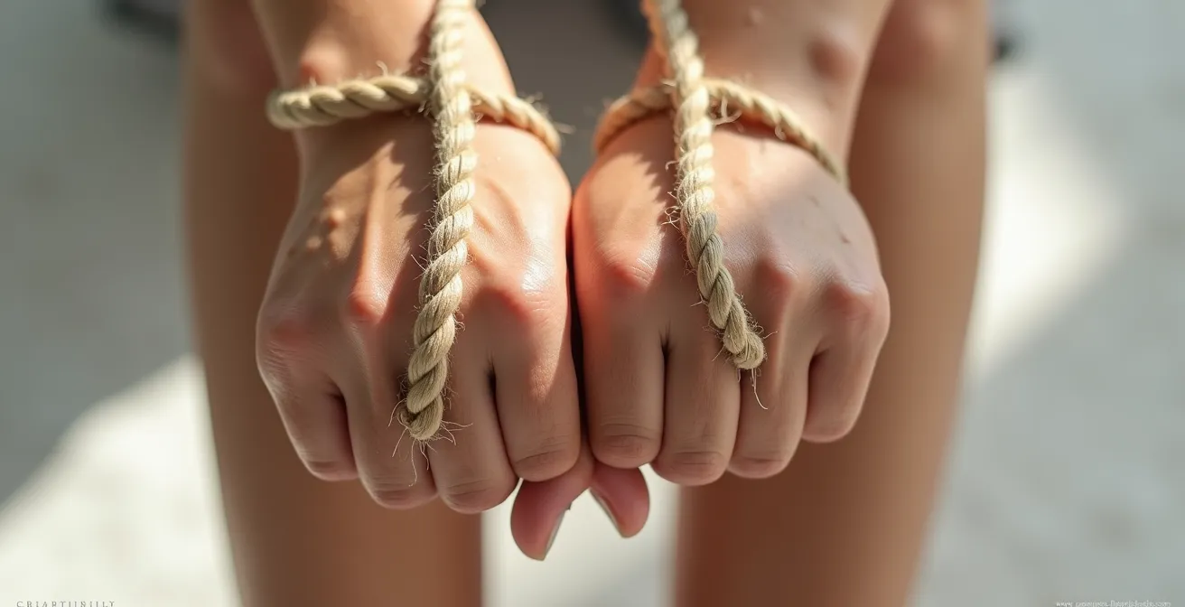 Représentation artistique des zones sûres sur les avant-bras pour le bondage, évitant les articulations